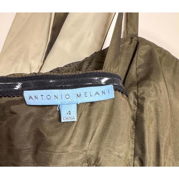 Antonio Melani - Olive Green Laser-Cut Hem Dress – Size 4 - Picture 6 of 8
